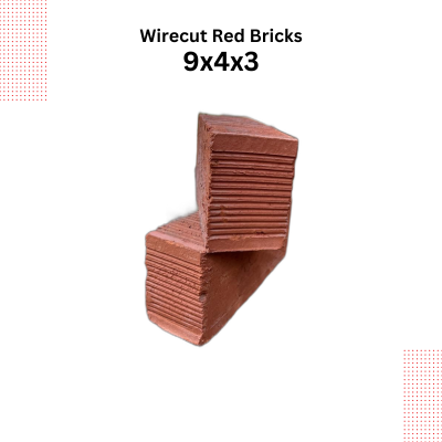 Stacked red bricks ready for construction use